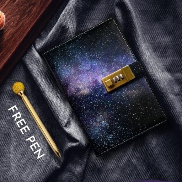 Dark Starry Diary with Lock - Picture 2 of 7